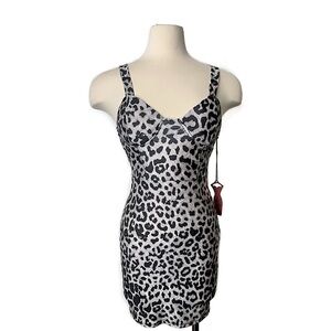 Haute Monde Leopard Black and Grey Mini Dress Size small